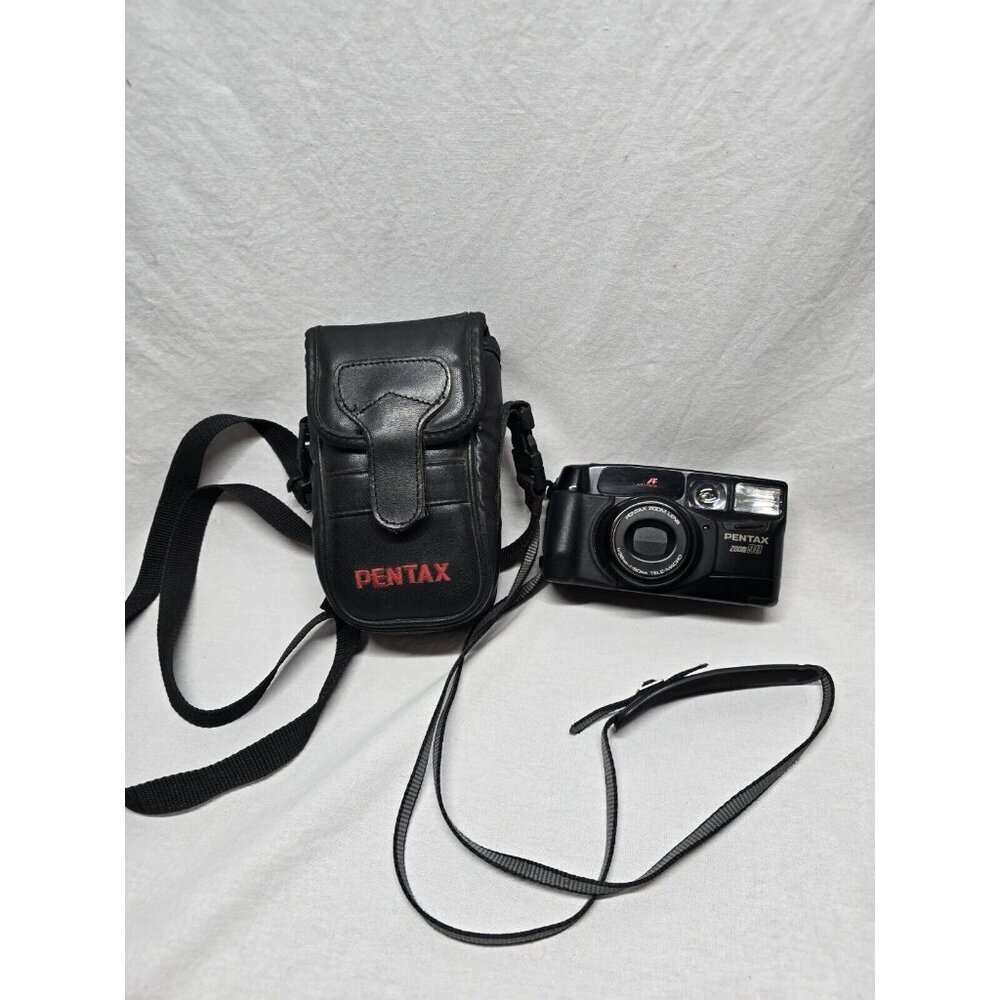 Pentax Zoom-90 Black Tele-Macro Auto Focus Point & Shoot Film Camera With Case